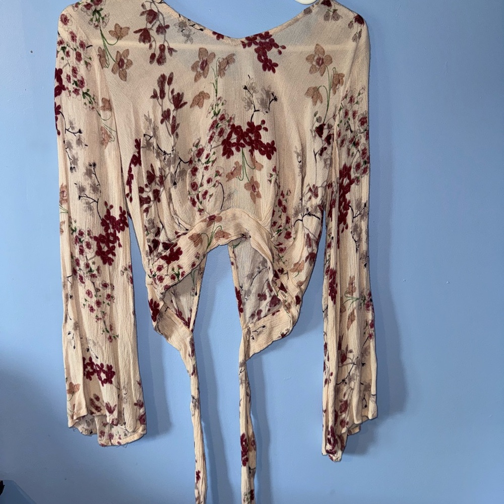 Floral Cream and Red Women's Top